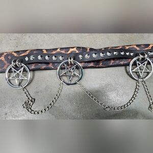 Killstar Black and Orange Leopard Pentagram Chain Belt